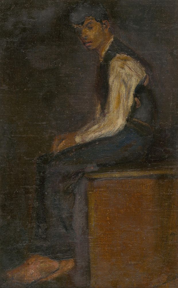 Study of a seated man by Ladislav Mednyánszky