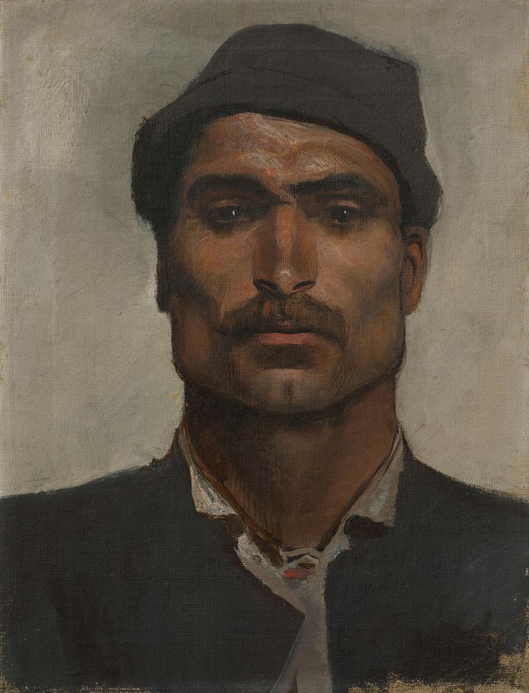 Head of a man with a brimmed hat by Ladislav Mednyánszky