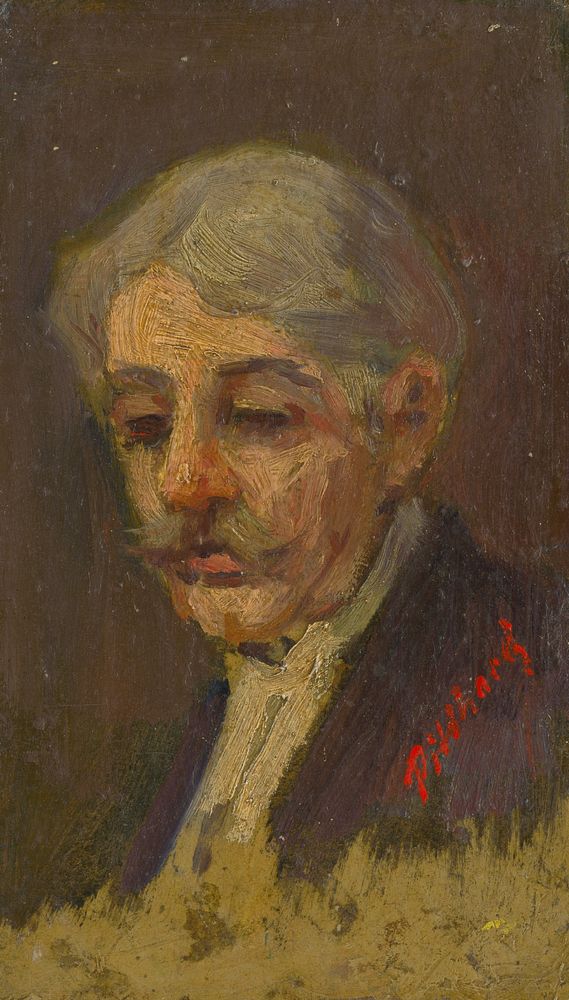 Portrait of an old man with half-closed eyes