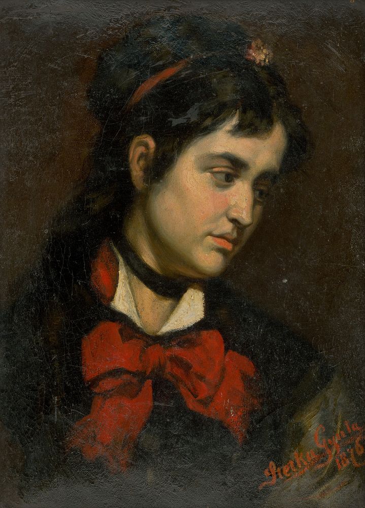 Head of a girl with red scarf