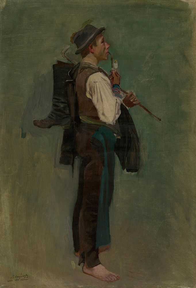 Young man with pipe by Ladislav Mednyánszky
