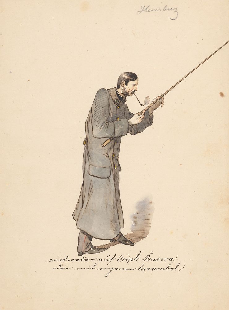 Man in a long military coat with a stick