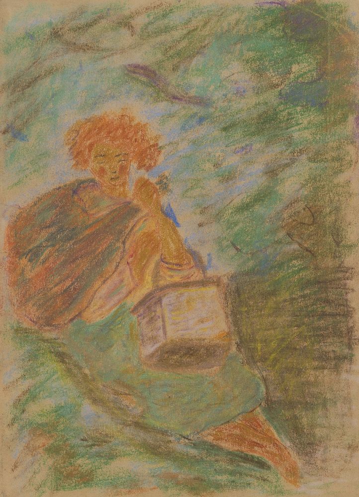 Resting woman with a basket