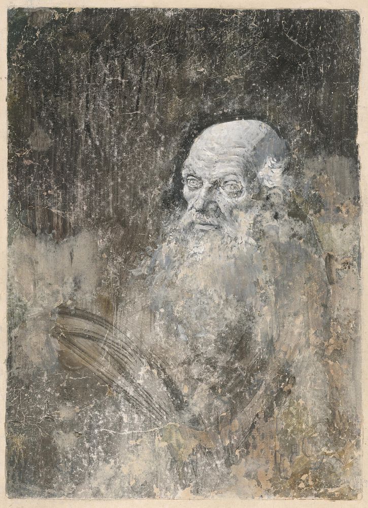 Head of an old man with white beard by Ladislav Mednyánszky