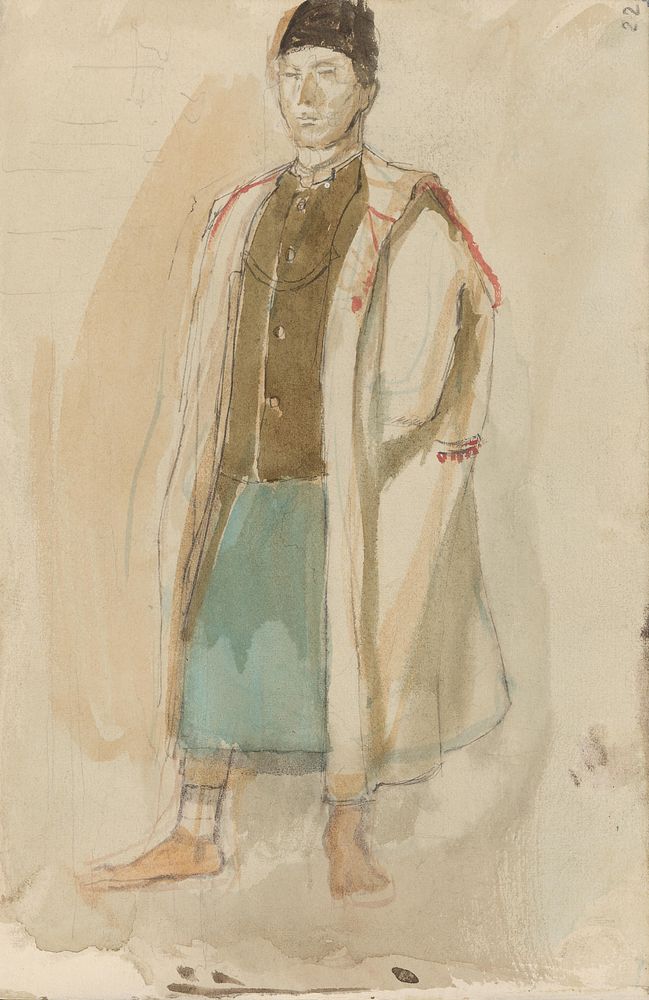 Study of a standing man in folk dress by Ladislav Mednyánszky