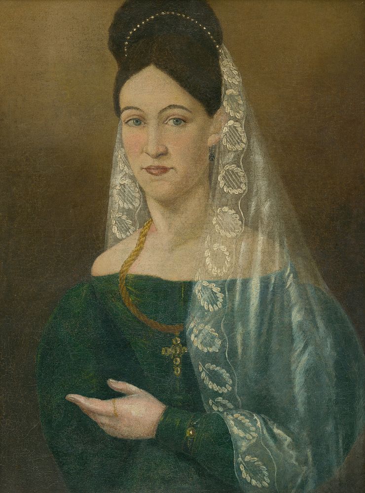 Portrait of a woman in a white veil