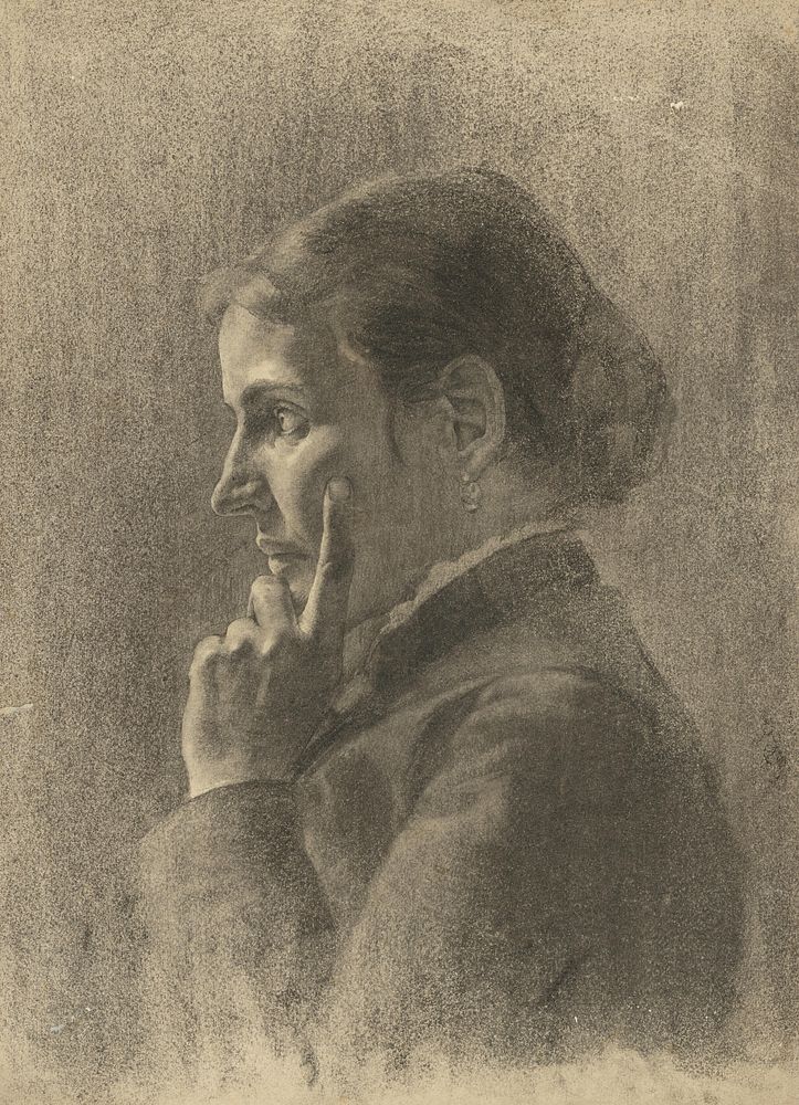 Portrait of a woman leaning on her left arm