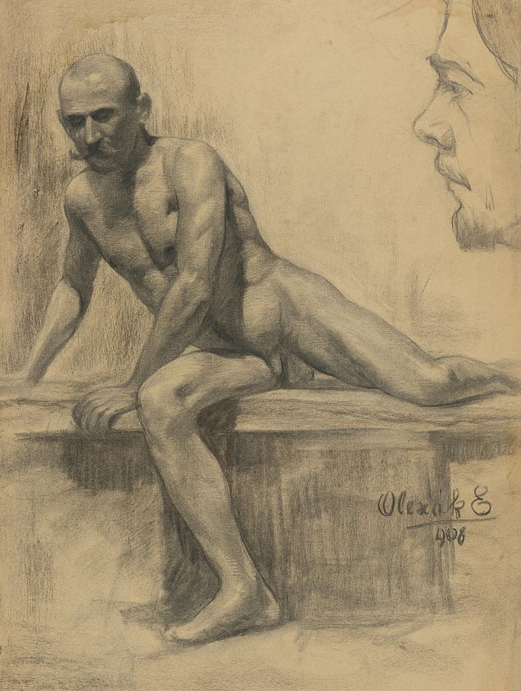 Study of a seated male nude