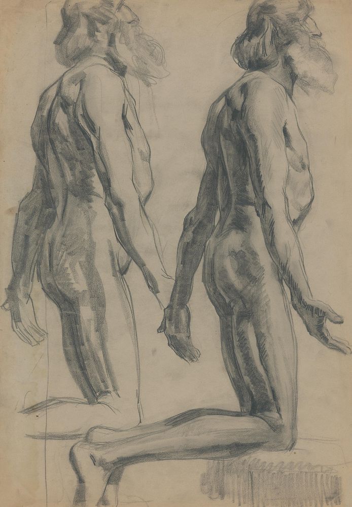 Two studies of the kneeling male nude