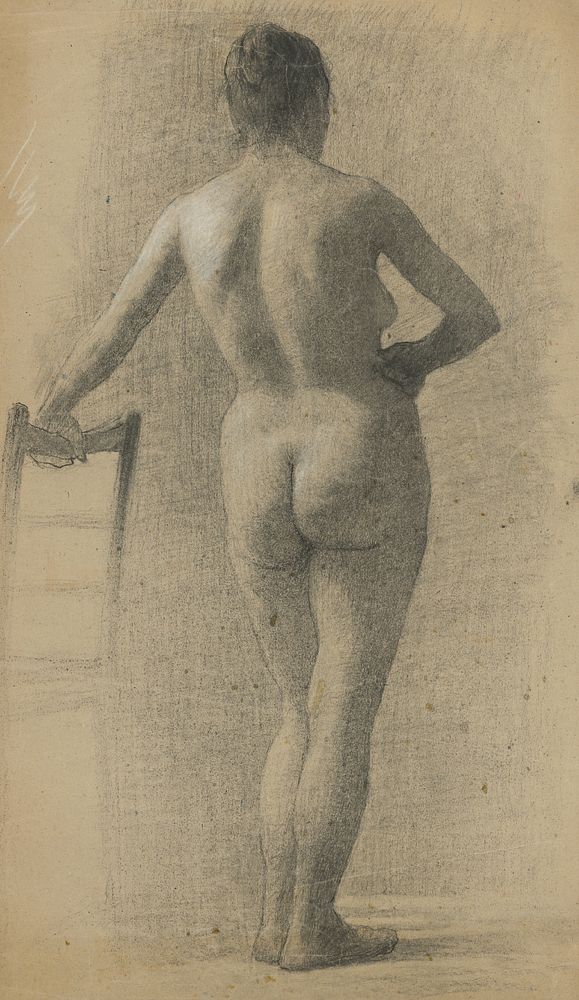 Standing female nude from behind