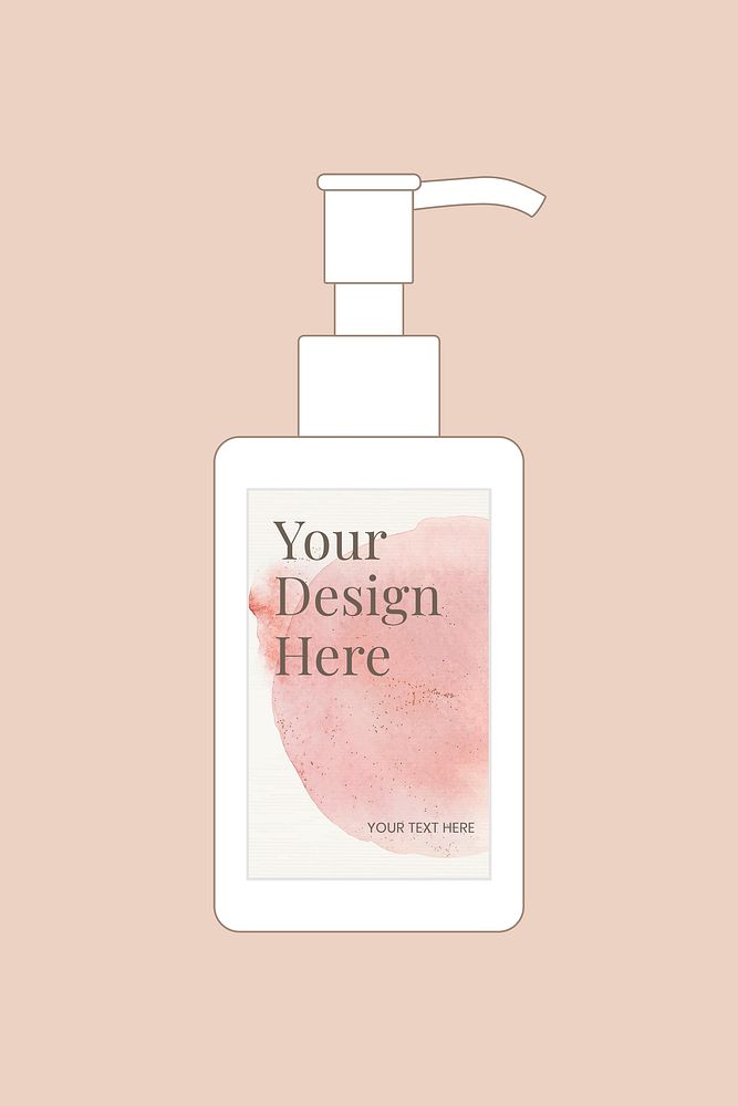 Cosmetic bottle png mockup, beauty and skincare product illustration