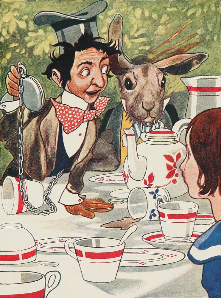 Alice's Adventures in Wonderland: &ldquo;What day of the month is it?&rdquo; he said, turning to Alice (1907) illustrated by…