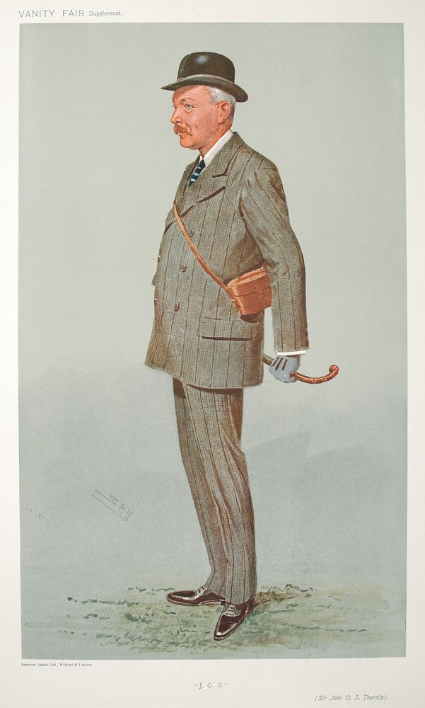 Caricature of Sir John Ormerod Scarlett Thursby (1861-1920). Caption read "JOS". Biography :…