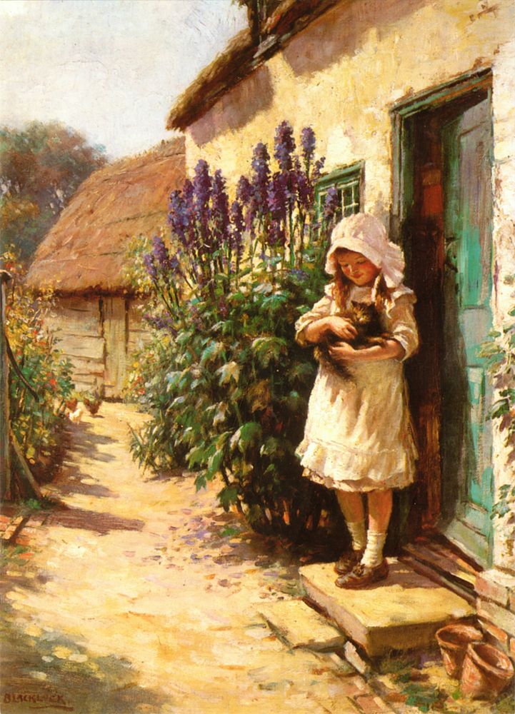 Detail of 'The Cottage Door' by by William Kay Blacklock