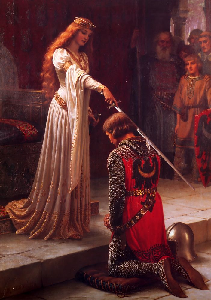The Accolade (1901) oil painting by Edmund Leighton.