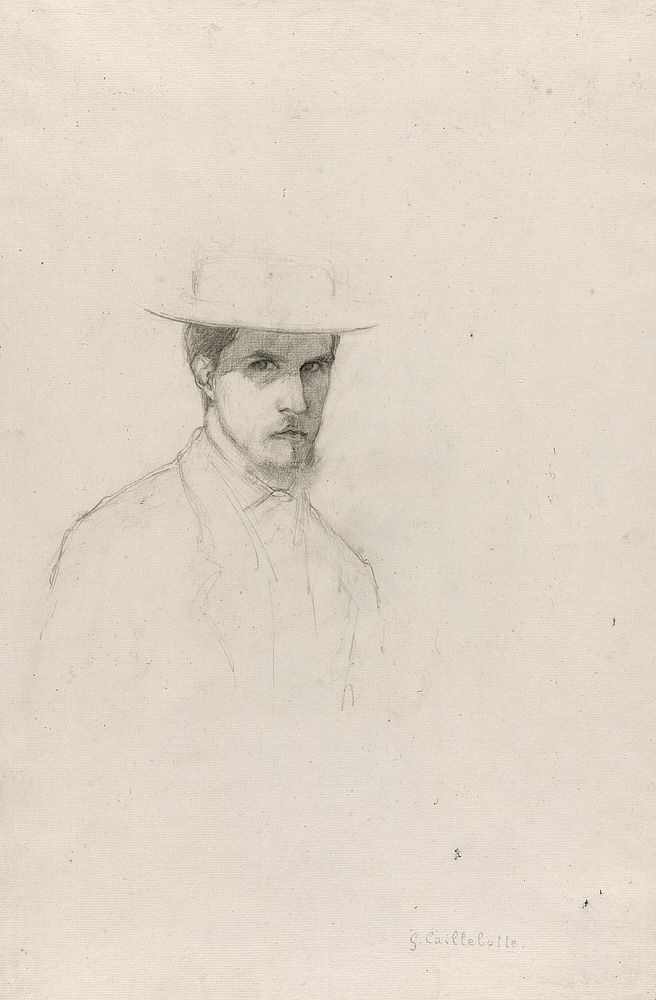 Self-Portrait with a Hat by Gustave Caillebotte