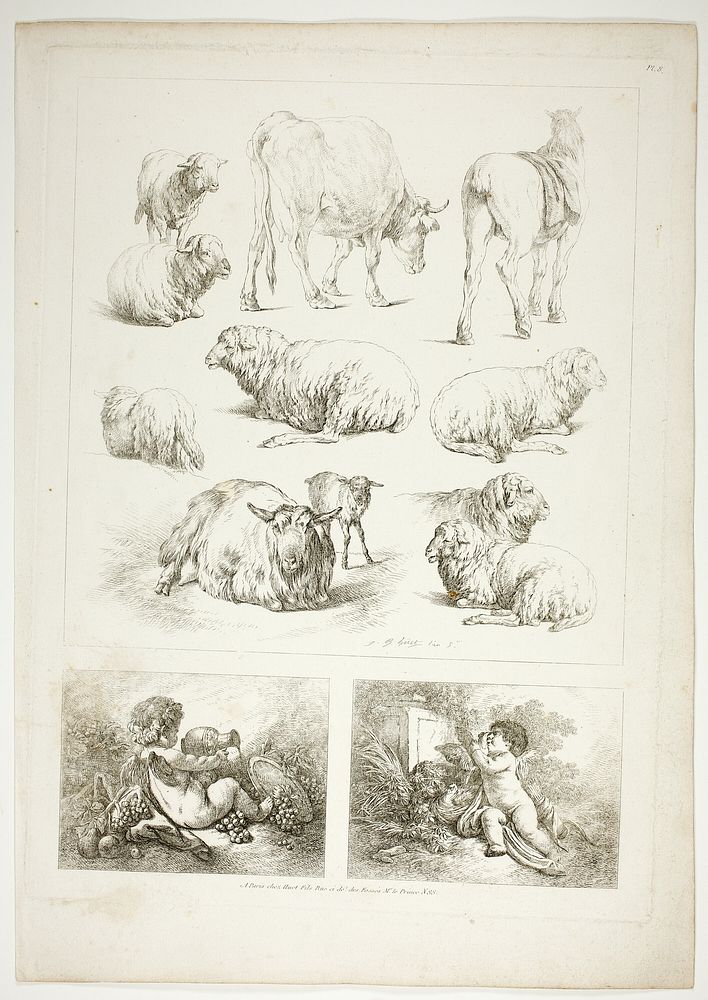 Plate Eight of 38 from Oeuvres de J. B. Huet by Jean Baptiste Huet