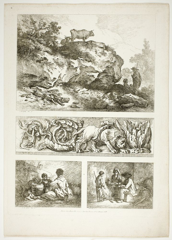 Plate Nine of 38 from Oeuvres de J. B. Huet by Jean Baptiste Huet