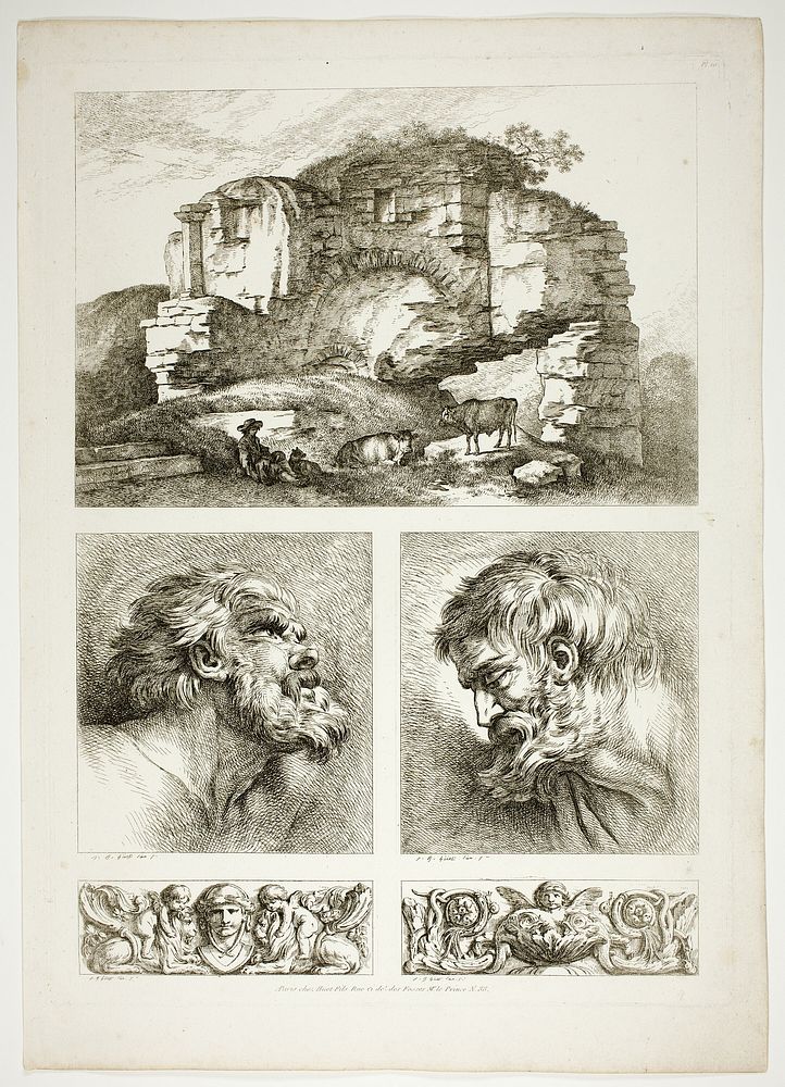 Plate Ten of 38 from Oeuvres de J. B. Huet by Jean Baptiste Huet