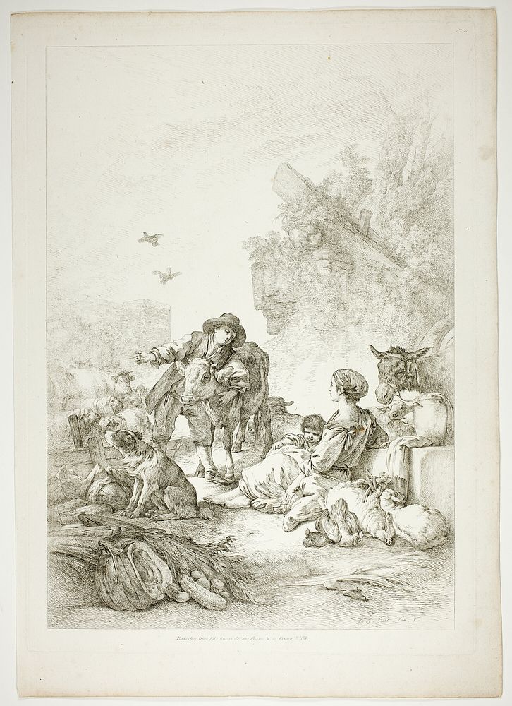 Plate Eleven of 38 from Oeuvres de J. B. Huet by Jean Baptiste Huet