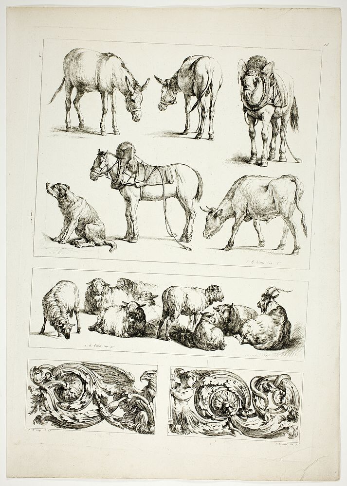 Plate fifteen of 38 from Oeuvres de J. B. Huet by Jean Baptiste Huet