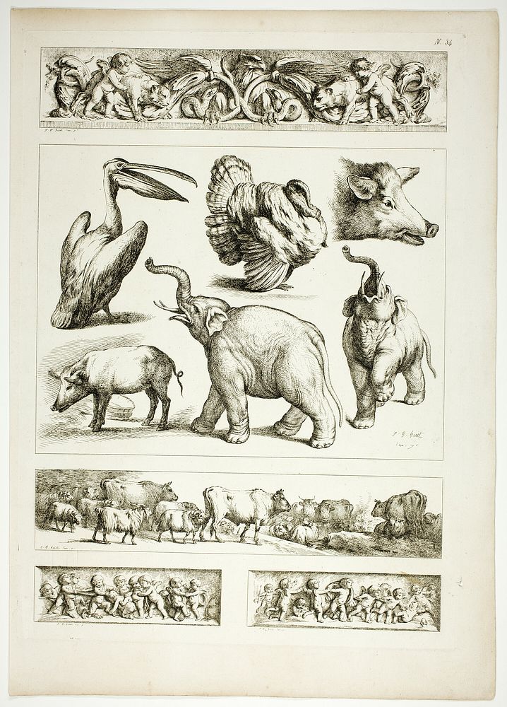 Plate 34 of 38 from Oeuvres de J. B. Huet by Jean Baptiste Huet