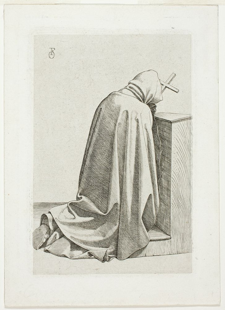 Kneeling Pilgrim with Cross and Book by Johann Friedrich Overbeck