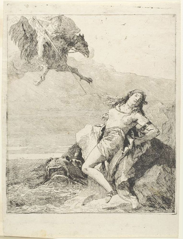 Angelica Bound and about to be Devoured by the Sea Monster by Giovanni Domenico Tiepolo