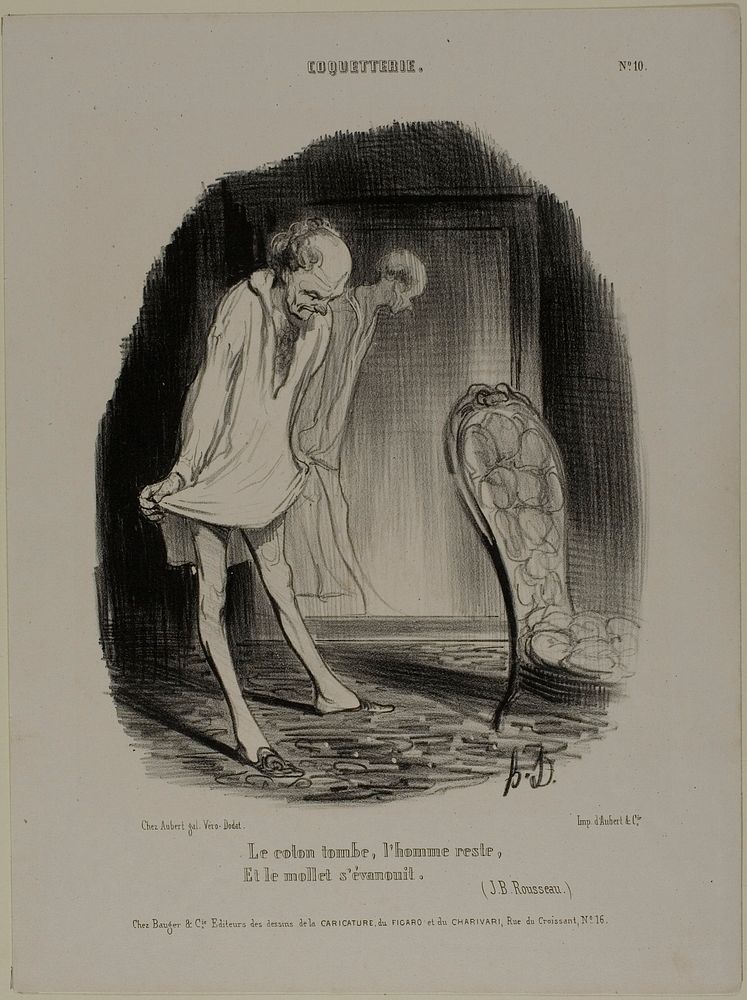 The Cotton Gown Falls, Man Remains, and the Calf Fades (J.B. Rousseau), plate 10 from Coquetterie by Honoré-Victorin Daumier