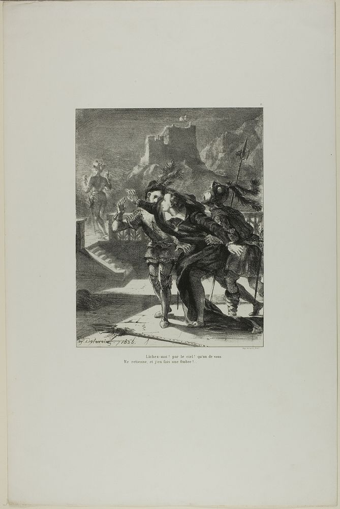 Hamlet Pursuing His Father's Ghost, plate 2 from Hamlet by Eugène Delacroix