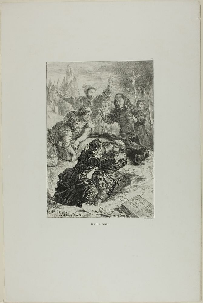 Hamlet and Laertes in Ophelia's Grave, plate 15 from Hamlet by Eugène Delacroix