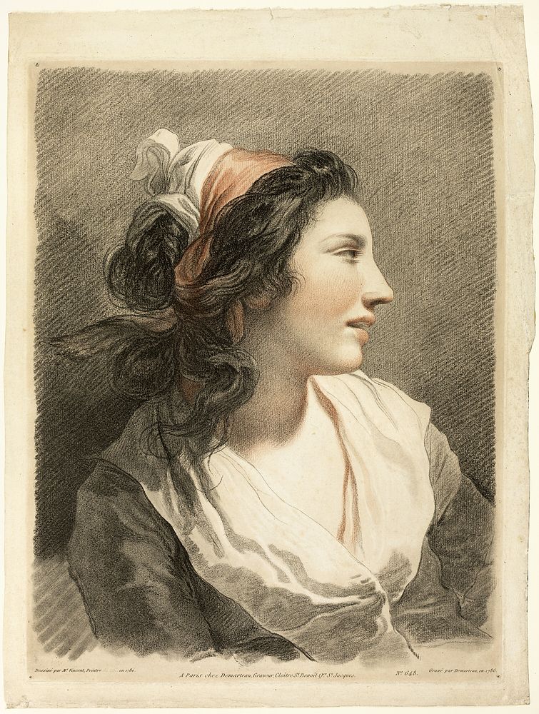 Large Female Head by Gilles Antoine Demarteau, the Younger