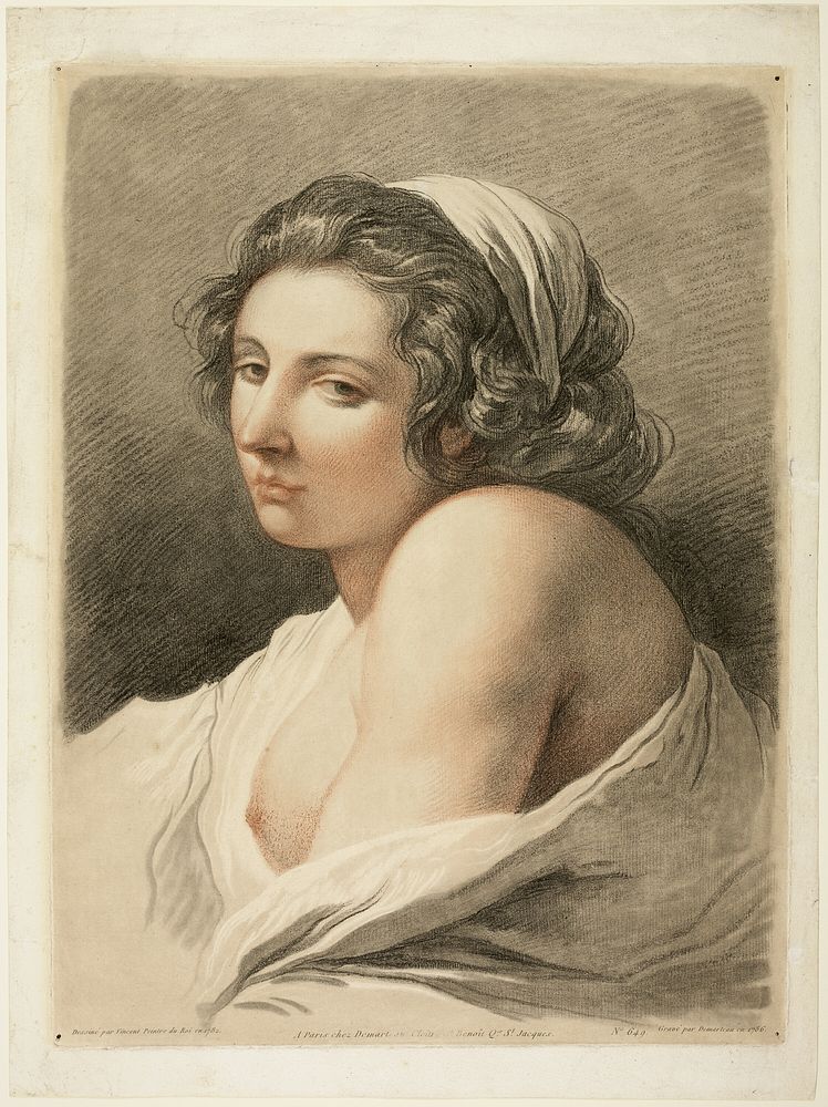 Large Female Head by Gilles Antoine Demarteau, the Younger
