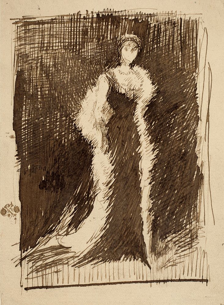 Sketch after "Arrangement in Black: Lady Meux" by James McNeill Whistler