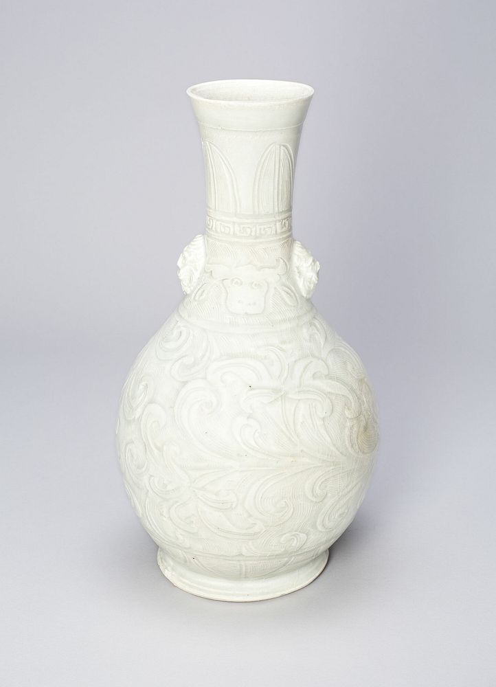 Vase with Ox Masks and Upright and Curling Leaves