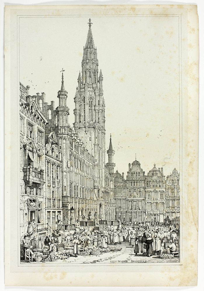 Hotel de Ville, Brussells by Samuel Prout