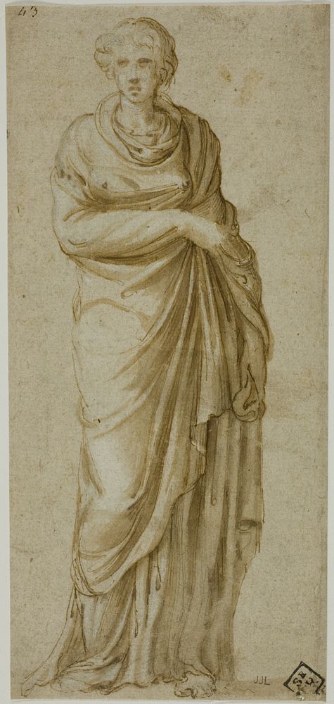 Standing Draped Female Figure by Girolamo da Carpi