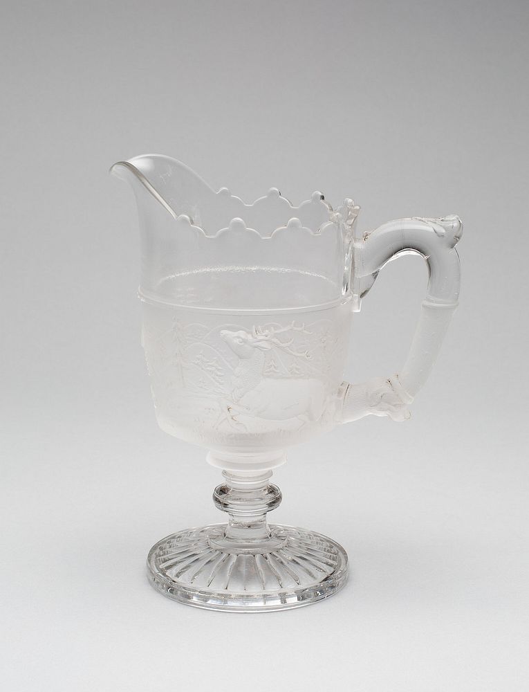 "Westward Ho!/Pioneer" pattern cream pitcher by Gillinder and Sons (Manufacturer)