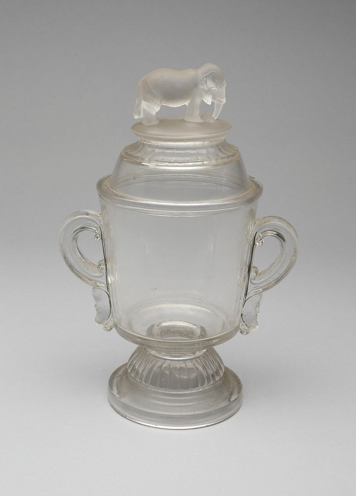 "Jumbo"/Elephant covered dish by Canton Glass Company (Manufacturer)