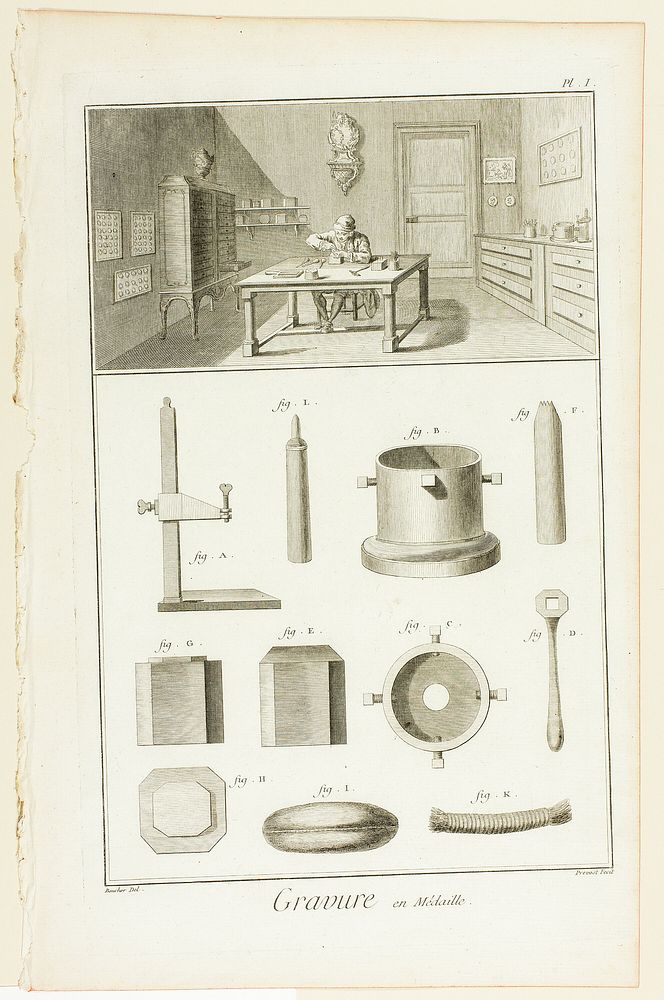 Medal Engraving, from Encyclopédie by Benoît-Louis Prévost