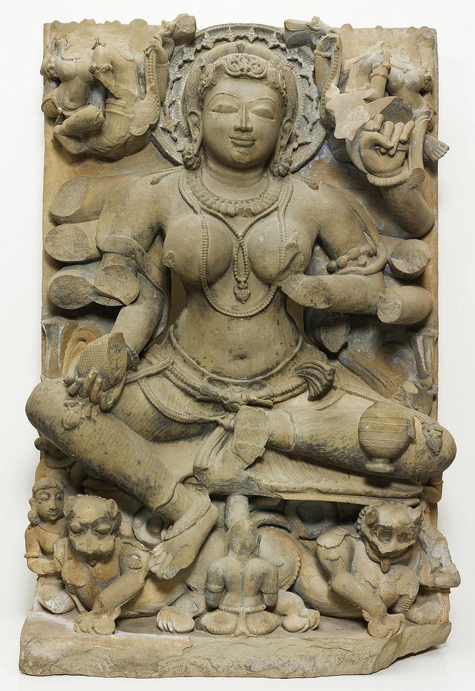 Ten-Armed Goddess Durga, Seated on a Double Lion Throne