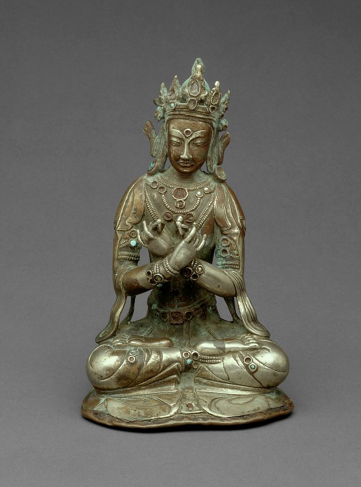 Vajradhara Buddha Seated Holding a Thunderbolt (Vajra) and Bell (Ghanta)