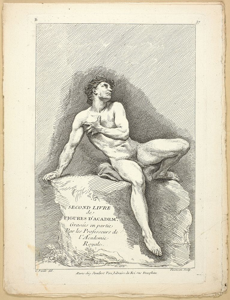 Figure (recto and verso), from Seconde livre de figures d’Academies gravées en Partie par les Professeurs de l’ Académie…
