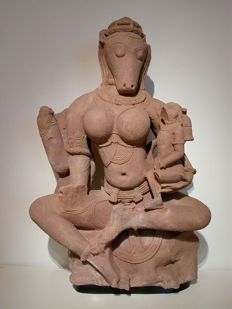 Horse-Headed Yogini Hayagriva Seated Holding a Child