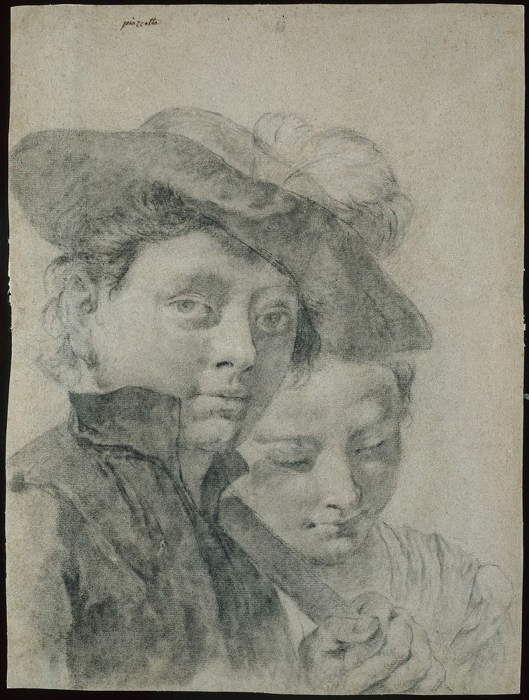 A Young Boy Wearing a Plumed Hat, and a Young Girl by Giovanni Battista Piazzetta