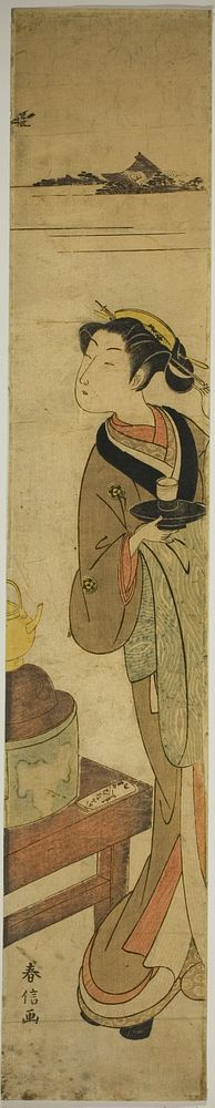 The Waitress Osen of the Kagiya teahouse Carrying a Cup of Tea by Suzuki Harunobu