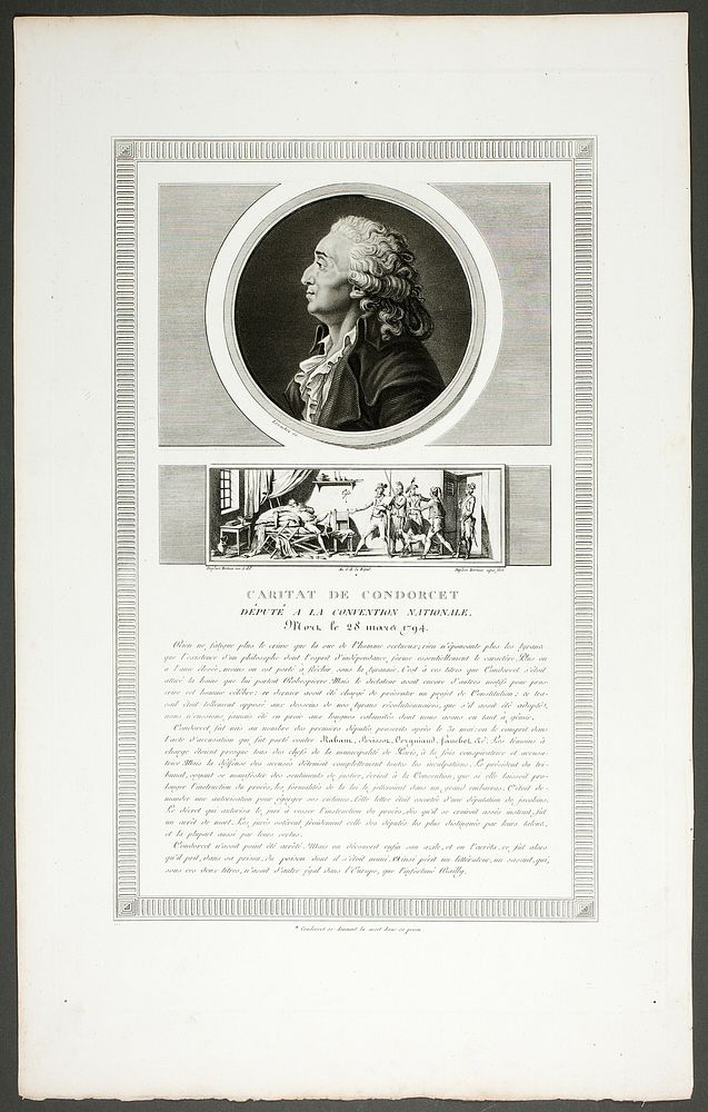Caritat de Condorcet, Deputy at the National Convention, from Tableaux historiques de la Révolution Française by Levachez…