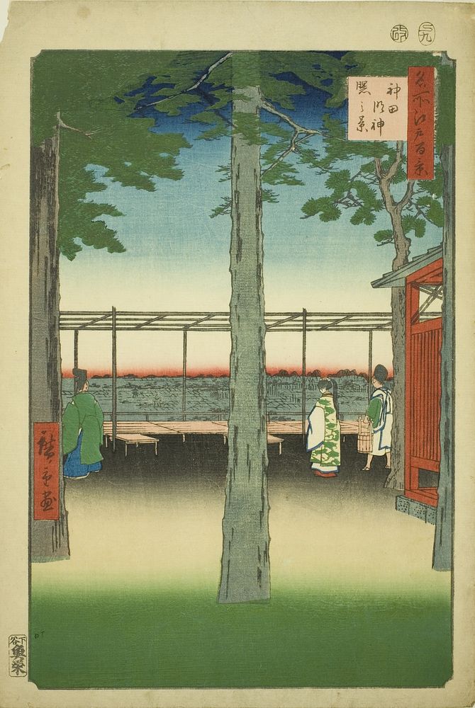 Dawn at Kanda Myojin Shrine (Kanda Myojin akebono no kei), from the series "One Hundred Famous Views of Edo (Meisho Edo…