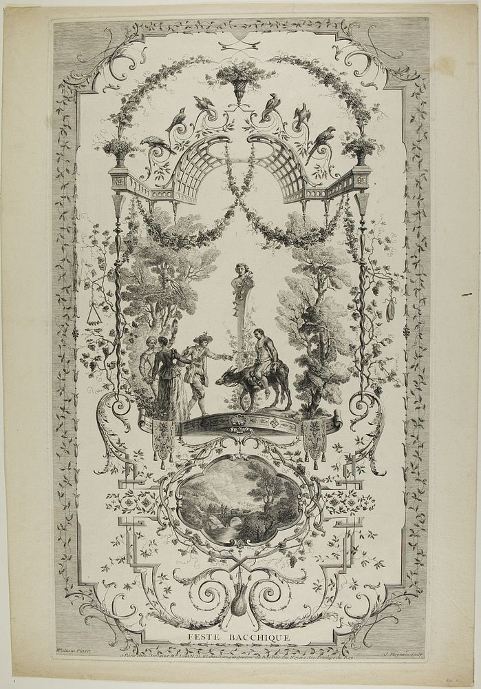 Feste Bacchique, plate 97 from " L'Oeuvre d'Antoine Watteau" by Jean Moyreau