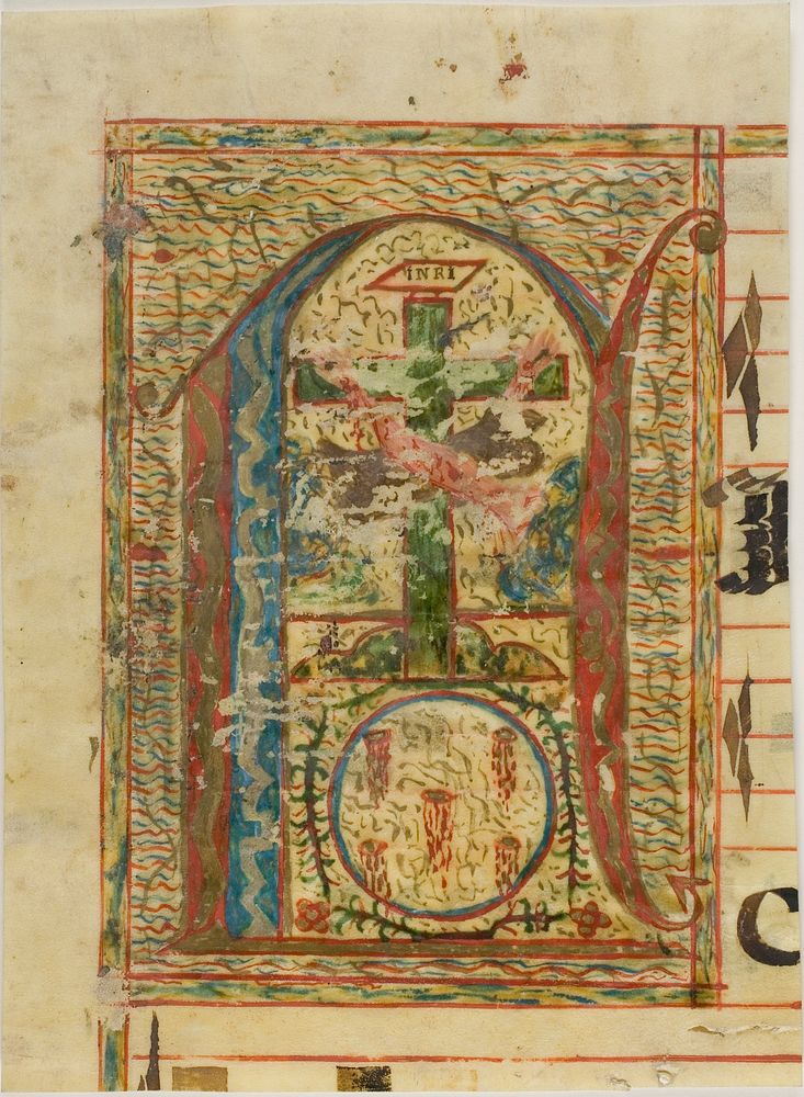Historiated Initial "N" with Crucifix from a Manuscript